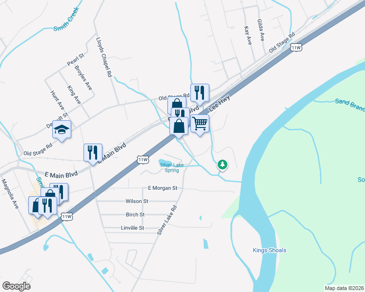 map of restaurants, bars, coffee shops, grocery stores, and more near 202 Silver Lake Road in Church Hill