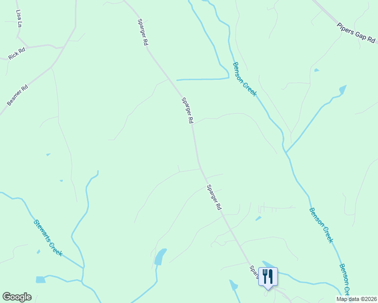 map of restaurants, bars, coffee shops, grocery stores, and more near 1299 Sparger Road in Mount Airy