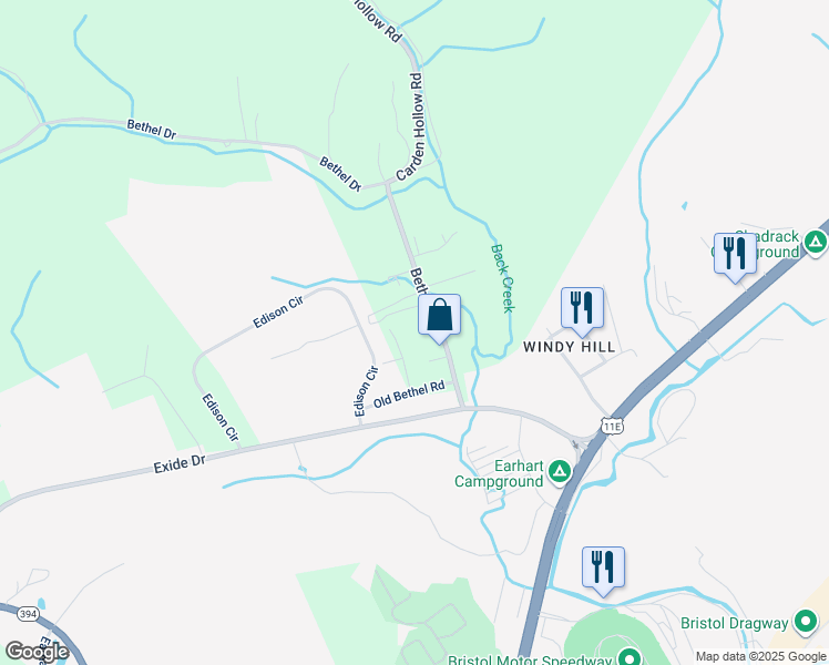 map of restaurants, bars, coffee shops, grocery stores, and more near 356 Lewis Street in Bluff City