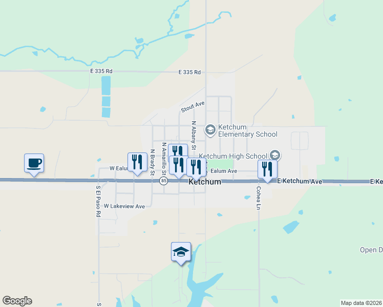 map of restaurants, bars, coffee shops, grocery stores, and more near 309 North Albany Street in Pensacola
