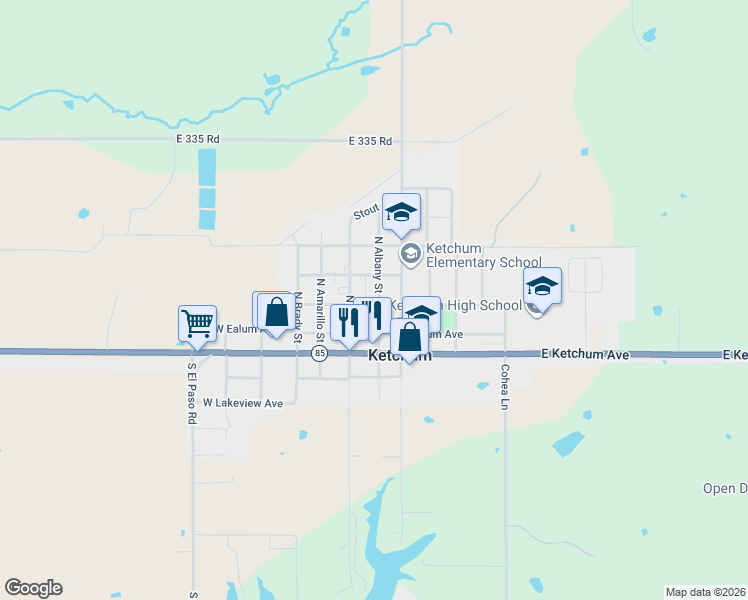 map of restaurants, bars, coffee shops, grocery stores, and more near 309 North Albany Street in Pensacola