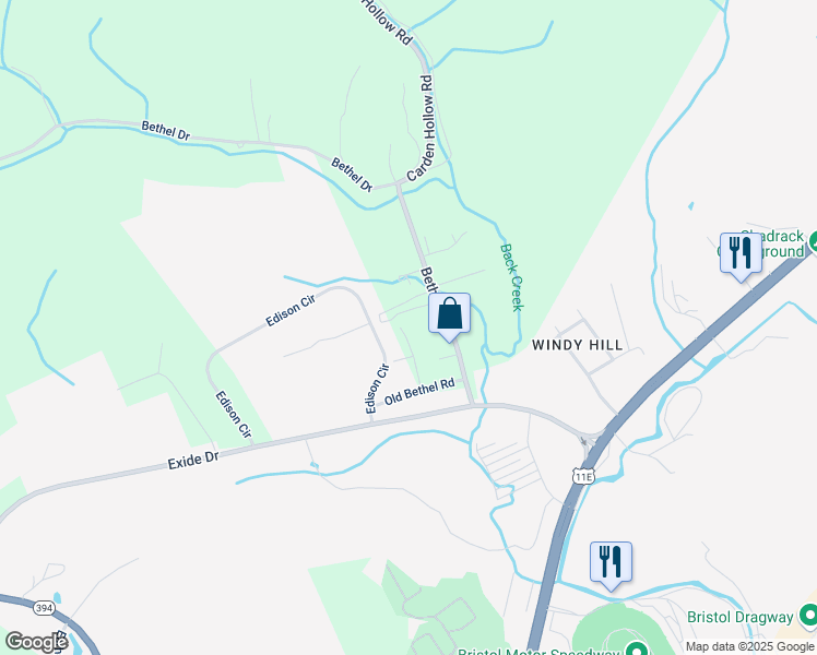 map of restaurants, bars, coffee shops, grocery stores, and more near 356 Lewis Street in Bluff City