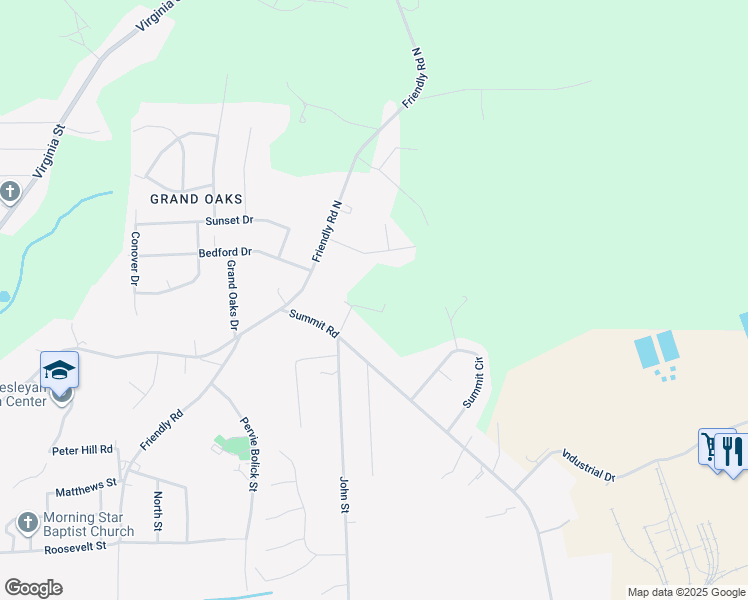 map of restaurants, bars, coffee shops, grocery stores, and more near 701 Thornton Street in Eden