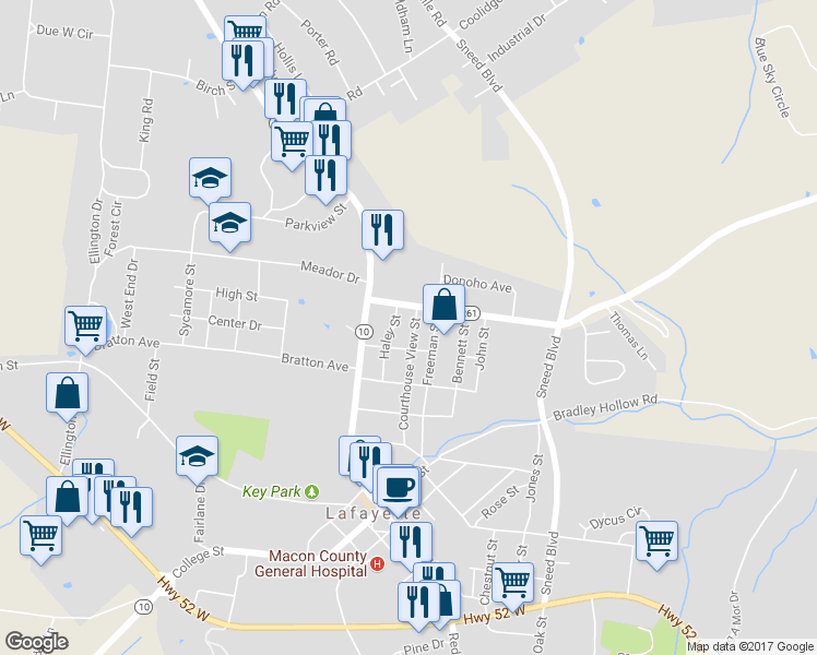 map of restaurants, bars, coffee shops, grocery stores, and more near 705 Courthouse View Street in Lafayette