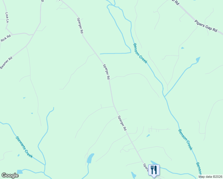 map of restaurants, bars, coffee shops, grocery stores, and more near 1299 Sparger Road in Mount Airy