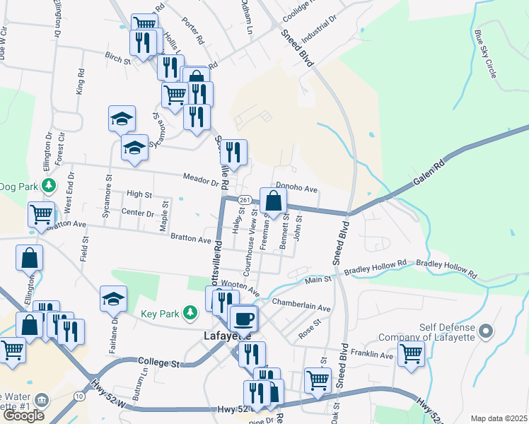map of restaurants, bars, coffee shops, grocery stores, and more near 700 Freeman Street in Lafayette