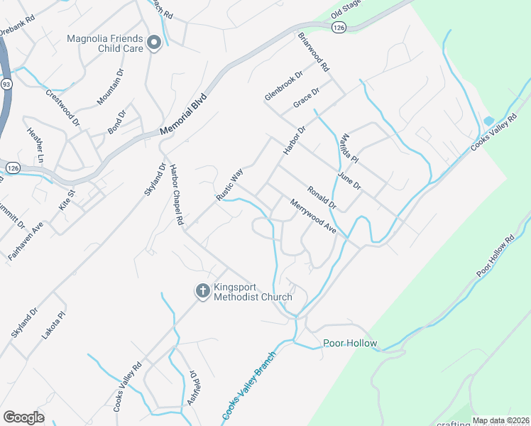 map of restaurants, bars, coffee shops, grocery stores, and more near 4504 Cedarwood Drive in Kingsport