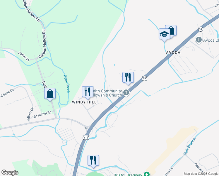 map of restaurants, bars, coffee shops, grocery stores, and more near Winners Circle in Bristol