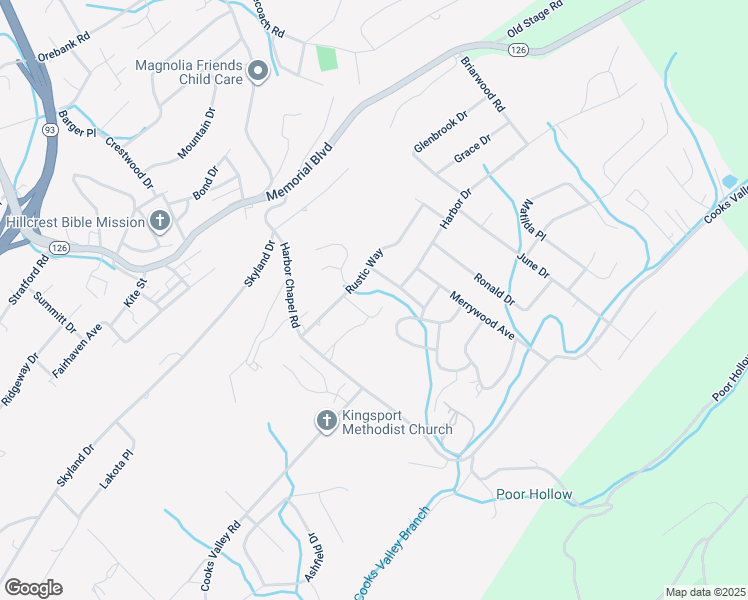 map of restaurants, bars, coffee shops, grocery stores, and more near 4433 Cooks Arbor Ct in Kingsport