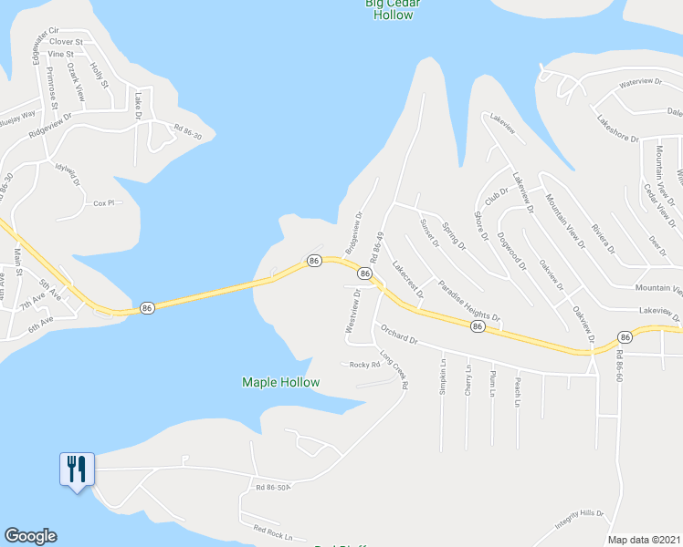 map of restaurants, bars, coffee shops, grocery stores, and more near 152 Westview Drive in Ridgedale