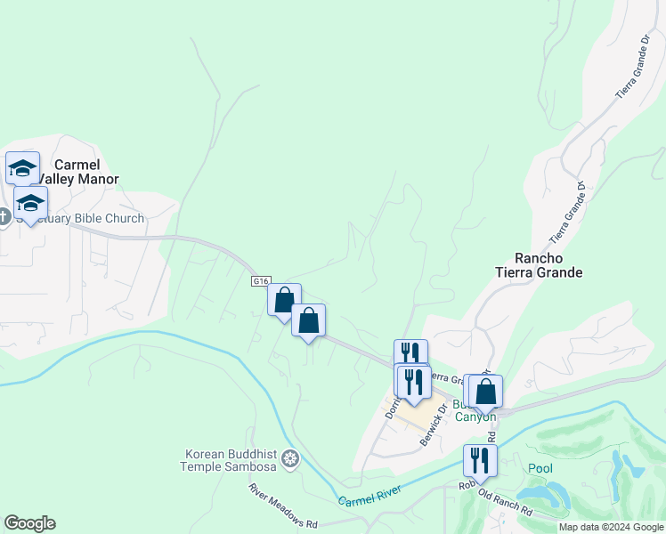 map of restaurants, bars, coffee shops, grocery stores, and more near 27455 Loma Del Rey in Carmel-by-the-Sea