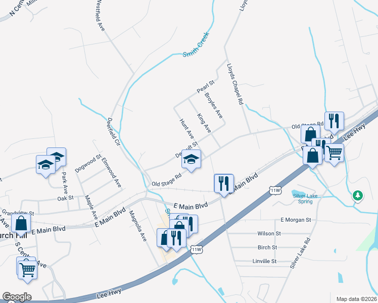 map of restaurants, bars, coffee shops, grocery stores, and more near 458 Devault Street in Church Hill