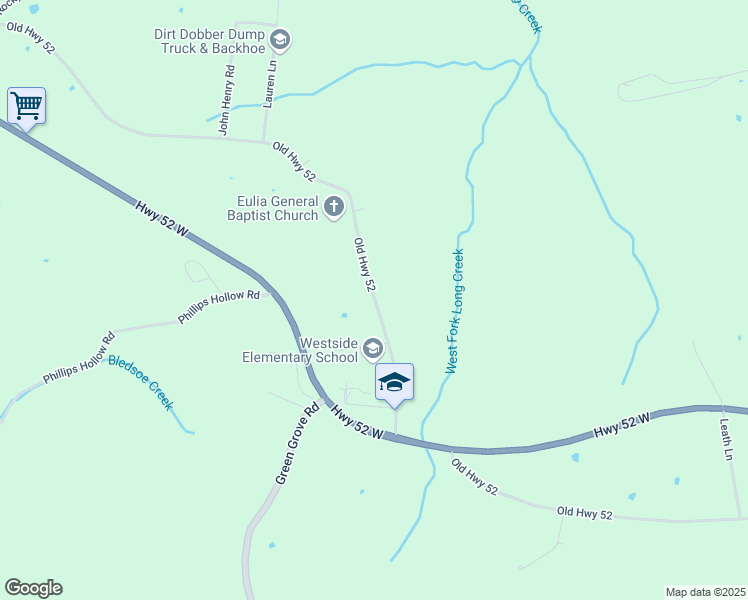 map of restaurants, bars, coffee shops, grocery stores, and more near 8025 Old Highway 52 in Westmoreland