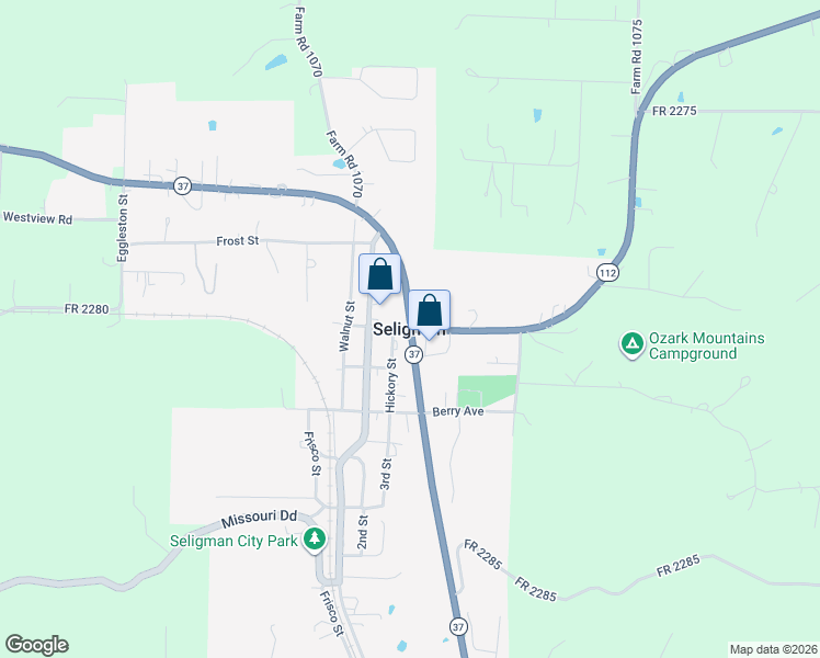 map of restaurants, bars, coffee shops, grocery stores, and more near in Seligman