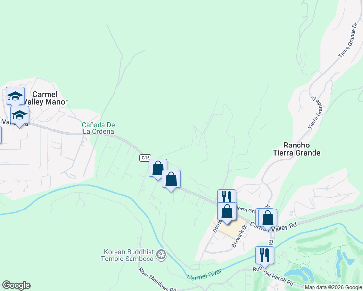 map of restaurants, bars, coffee shops, grocery stores, and more near 27455 Loma Del Rey in Carmel-by-the-Sea