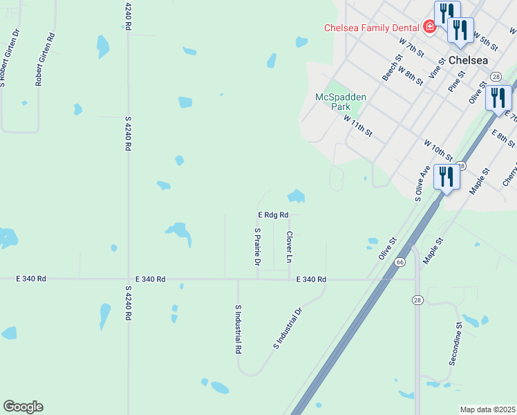 map of restaurants, bars, coffee shops, grocery stores, and more near 5705 South Prairie Drive in Chelsea