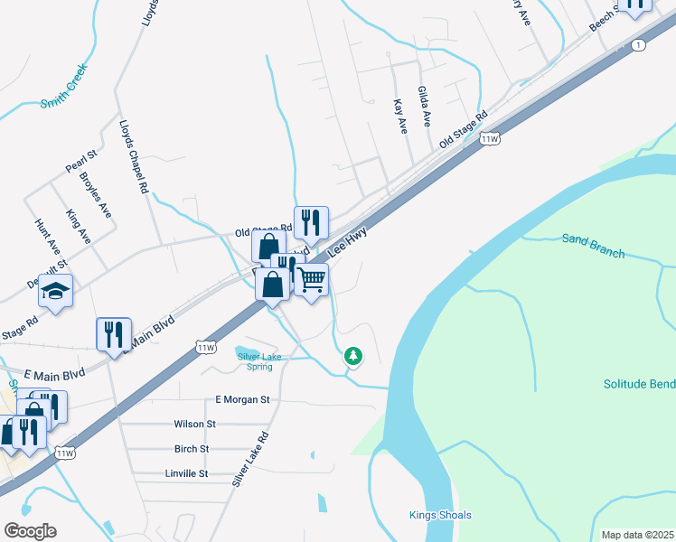 map of restaurants, bars, coffee shops, grocery stores, and more near 734 Ordnance Drive in Church Hill