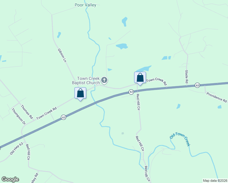 map of restaurants, bars, coffee shops, grocery stores, and more near 335 Town Creek Road in Speedwell