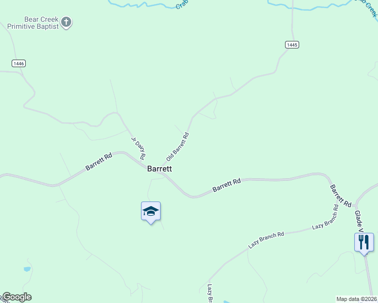 map of restaurants, bars, coffee shops, grocery stores, and more near 2578 Old Barrett Road in Alleghany