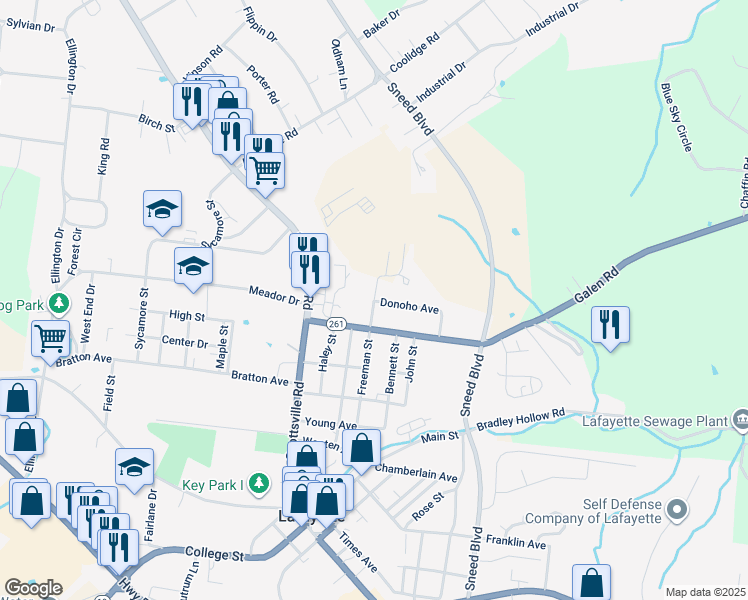 map of restaurants, bars, coffee shops, grocery stores, and more near 207 Galen Road in Lafayette