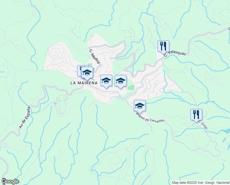 map of restaurants, bars, coffee shops, grocery stores, and more near Calle Galicia in Ojén