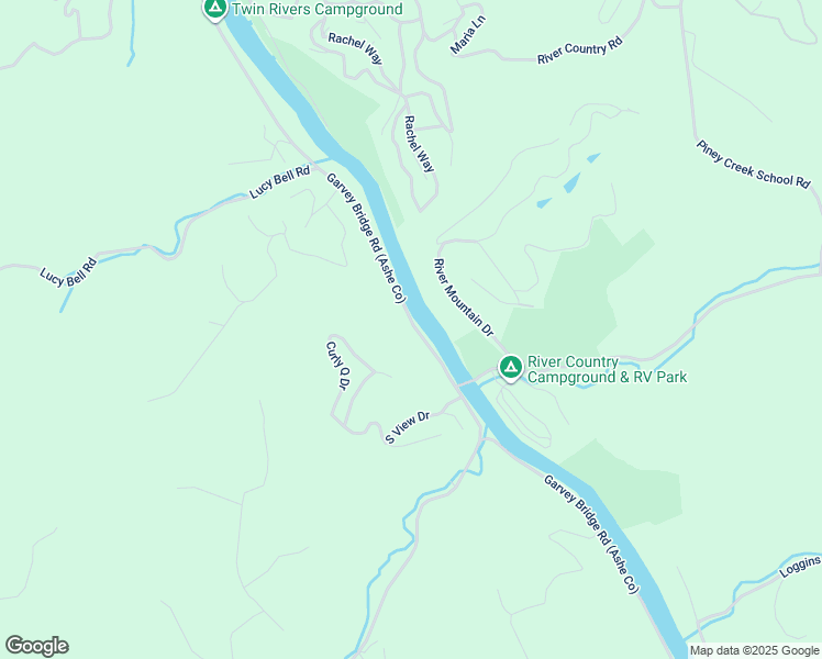 map of restaurants, bars, coffee shops, grocery stores, and more near 2886 Garvey Bridge Road (Ashe Co) in Crumpler