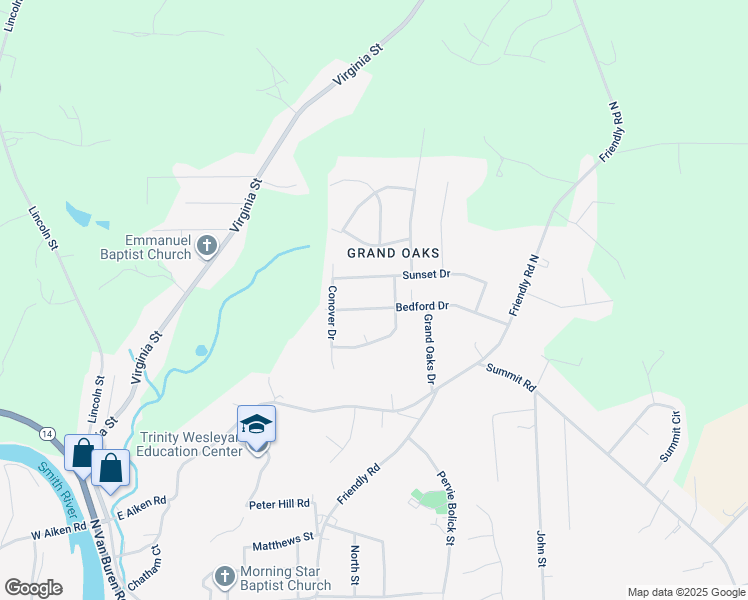 map of restaurants, bars, coffee shops, grocery stores, and more near 221 Bedford Drive in Eden
