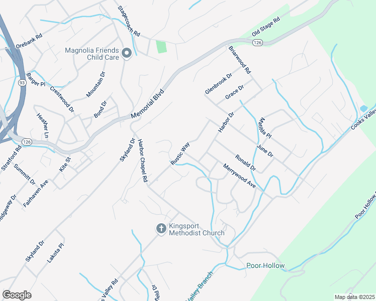 map of restaurants, bars, coffee shops, grocery stores, and more near 4303 Rustic Way in Kingsport