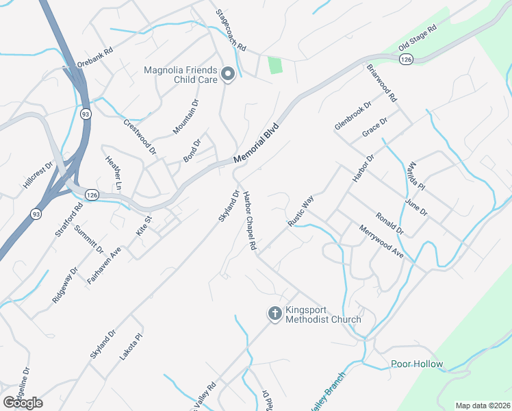 map of restaurants, bars, coffee shops, grocery stores, and more near 4013 Harbor Chapel Road in Kingsport