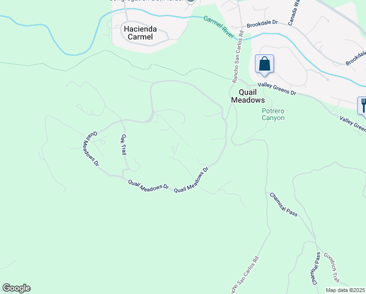 map of restaurants, bars, coffee shops, grocery stores, and more near 5462 Quail Way in Carmel-by-the-Sea