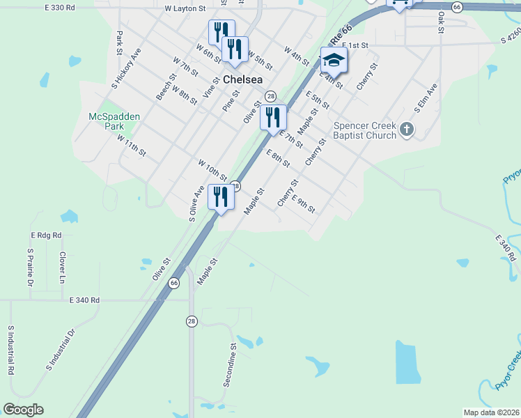 map of restaurants, bars, coffee shops, grocery stores, and more near 200 East 10th Street in Chelsea
