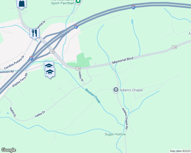map of restaurants, bars, coffee shops, grocery stores, and more near 229 Banner Street in Blountville