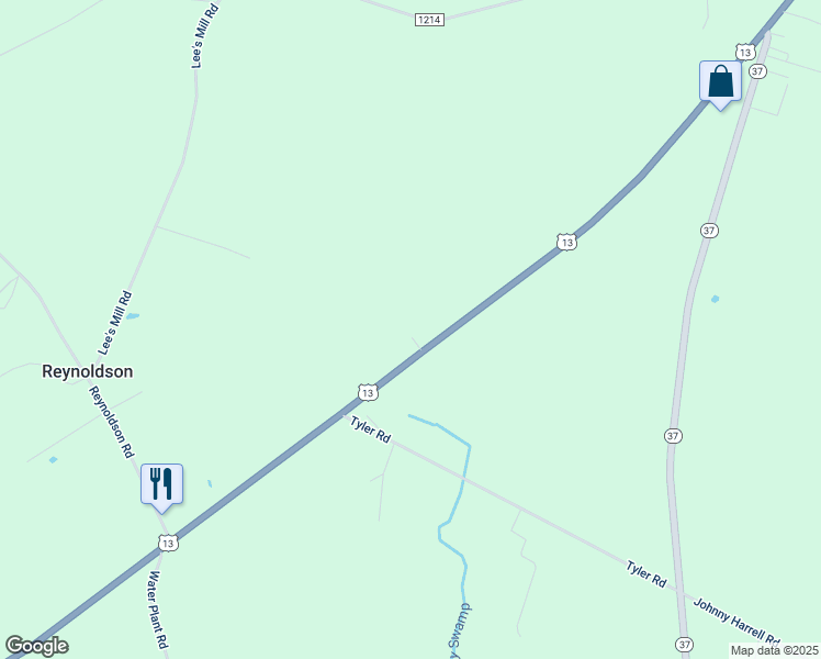 map of restaurants, bars, coffee shops, grocery stores, and more near U.S. 13 in Eure