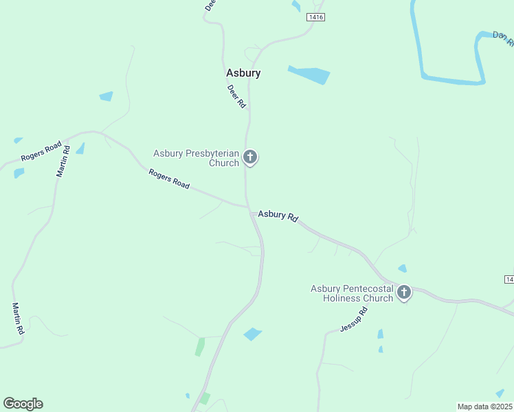 map of restaurants, bars, coffee shops, grocery stores, and more near 2314 Asbury Road in Mount Airy