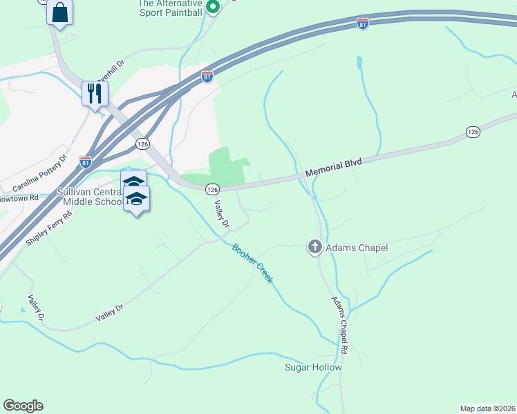 map of restaurants, bars, coffee shops, grocery stores, and more near 213 Banner Street in Blountville