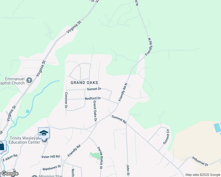 map of restaurants, bars, coffee shops, grocery stores, and more near 335 Sunset Drive in Eden
