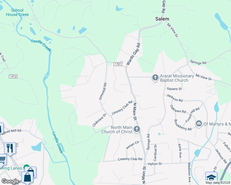 map of restaurants, bars, coffee shops, grocery stores, and more near 724 Greenhill Road in Mount Airy