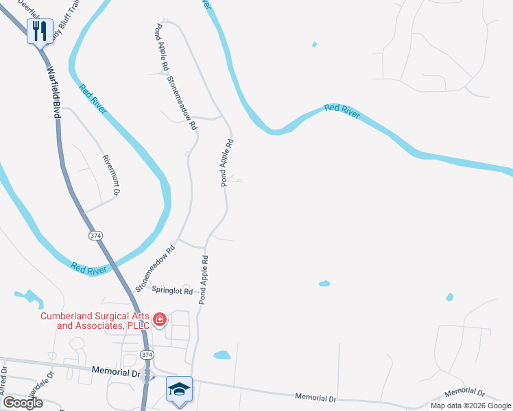 map of restaurants, bars, coffee shops, grocery stores, and more near 505 Pond Apple Road in Clarksville