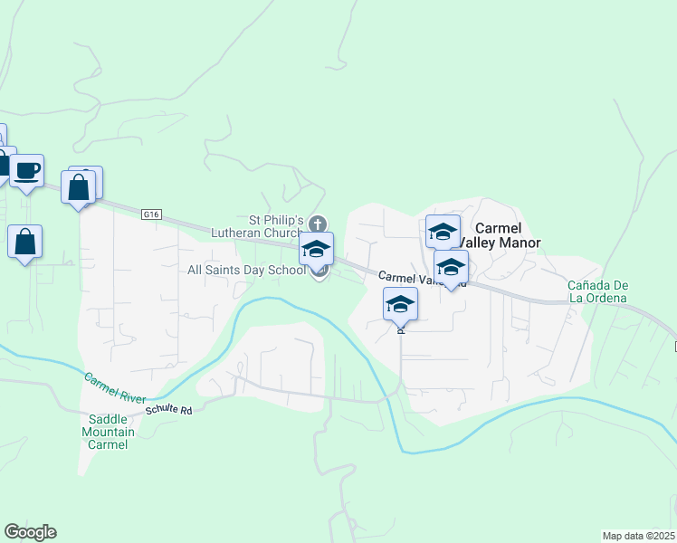 map of restaurants, bars, coffee shops, grocery stores, and more near 8060 Carmel Valley Road in Carmel-by-the-Sea