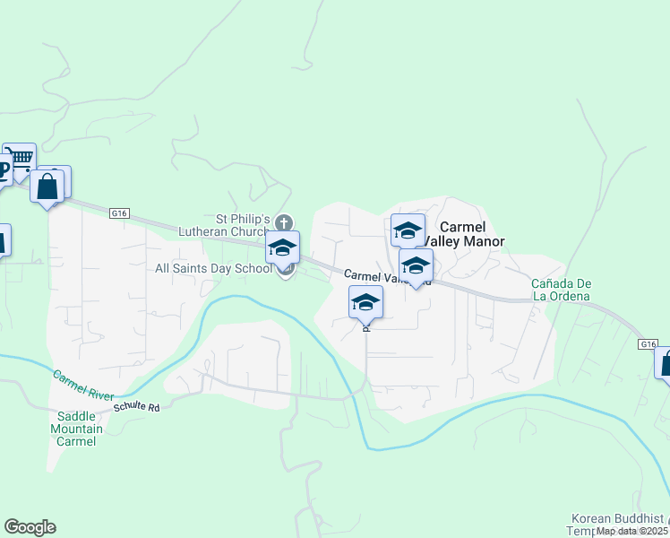 map of restaurants, bars, coffee shops, grocery stores, and more near 5155 Carmel Valley Road in Carmel
