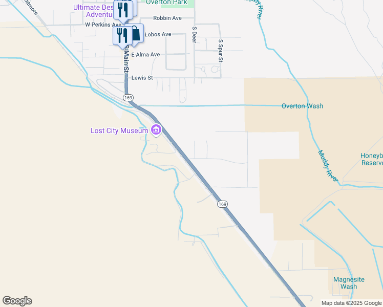 map of restaurants, bars, coffee shops, grocery stores, and more near North Deer Street in Moapa Valley