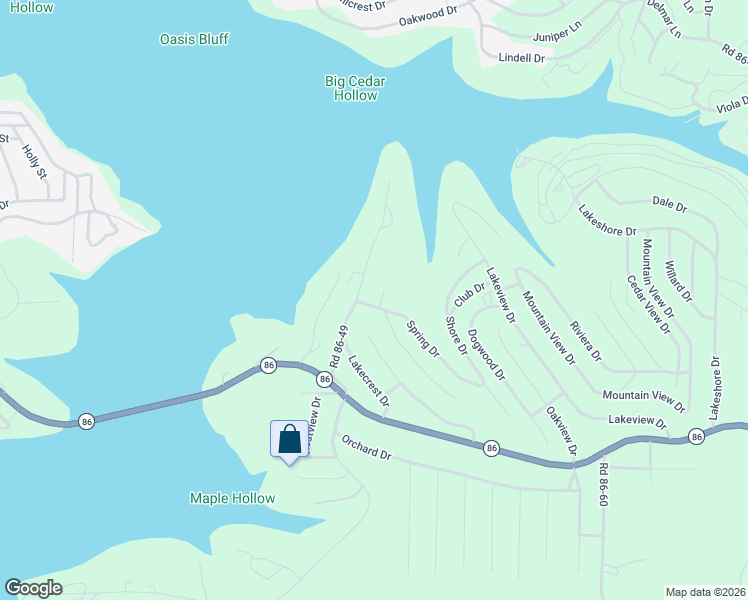 map of restaurants, bars, coffee shops, grocery stores, and more near 385 Road 86-49 in Ridgedale