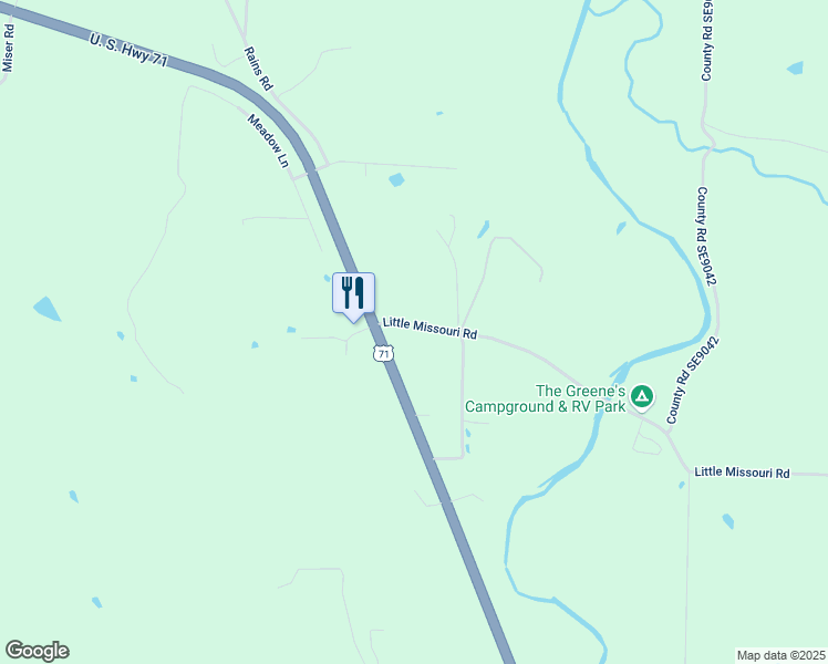 map of restaurants, bars, coffee shops, grocery stores, and more near Little Missouri Road in Pineville