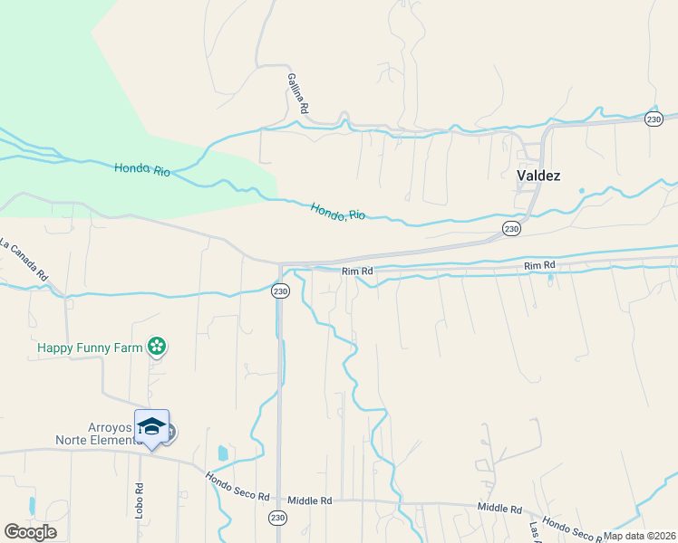 map of restaurants, bars, coffee shops, grocery stores, and more near Highway 230 in Taos County