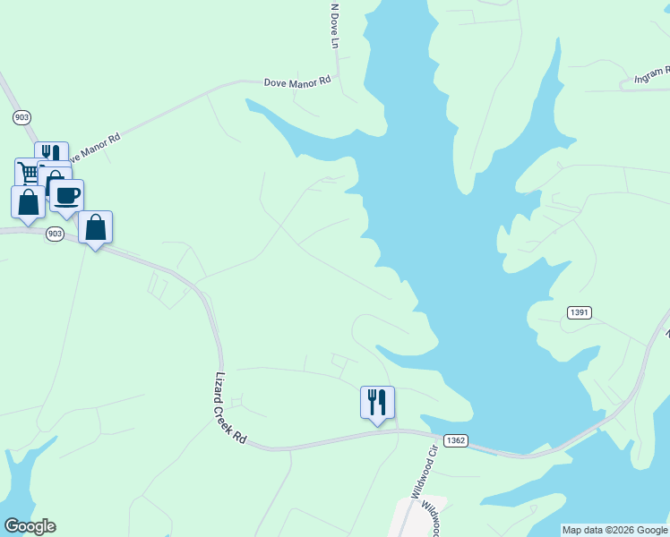 map of restaurants, bars, coffee shops, grocery stores, and more near East Homestead Lane in Warren County