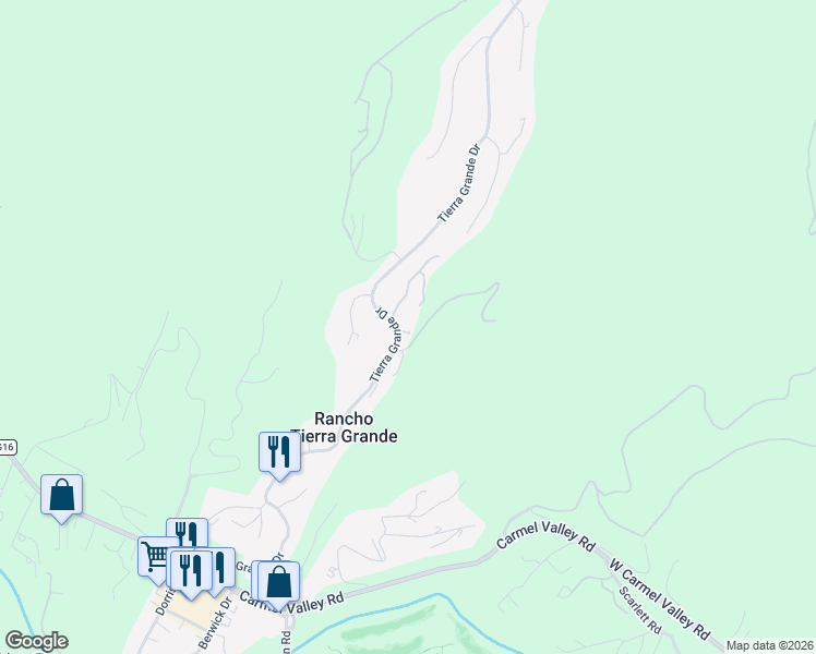 map of restaurants, bars, coffee shops, grocery stores, and more near 25625 Tierra Grande Drive in Carmel-by-the-Sea