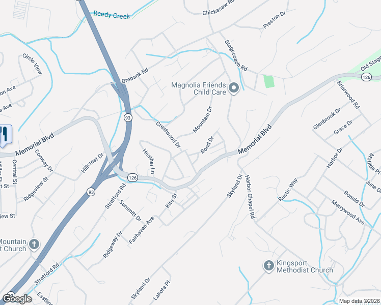 map of restaurants, bars, coffee shops, grocery stores, and more near 2208 Locust Street in Kingsport