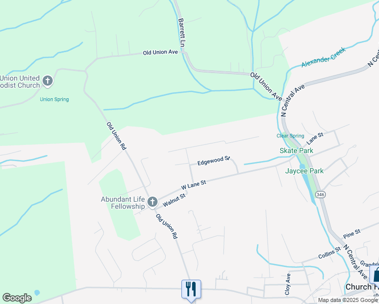 map of restaurants, bars, coffee shops, grocery stores, and more near 354 Edgewood Street in Church Hill