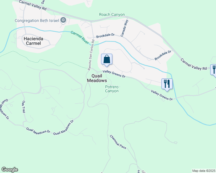 map of restaurants, bars, coffee shops, grocery stores, and more near 9070 Valley Knoll Road in Carmel-by-the-Sea