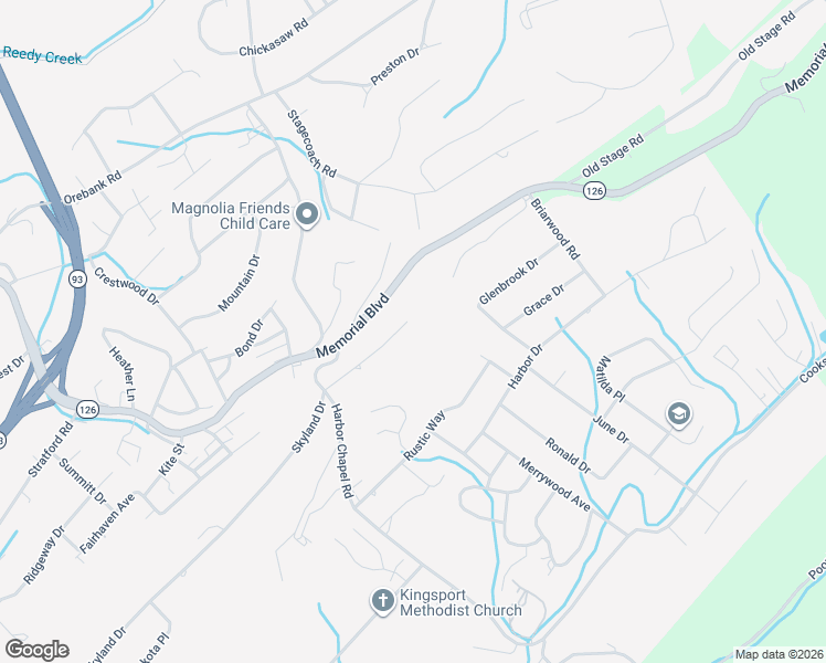 map of restaurants, bars, coffee shops, grocery stores, and more near 4235 Skyland Lane in Kingsport